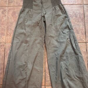 Elegant Wide Leg Green Pants